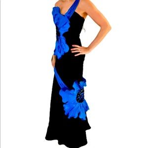 Vintage Couture Avante Garde Velvet & Flower Dress